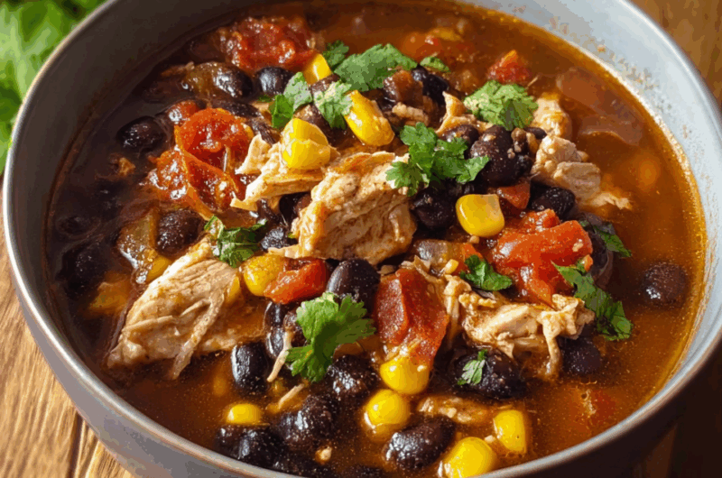Spicy Southwest Chicken Chili with Black Beans and Corn