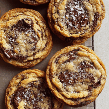 Crispy Rippled Chocolate Chip Cookies with a Gooey Center