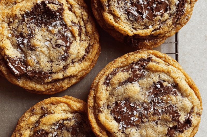 Crispy Rippled Chocolate Chip Cookies with a Gooey Center
