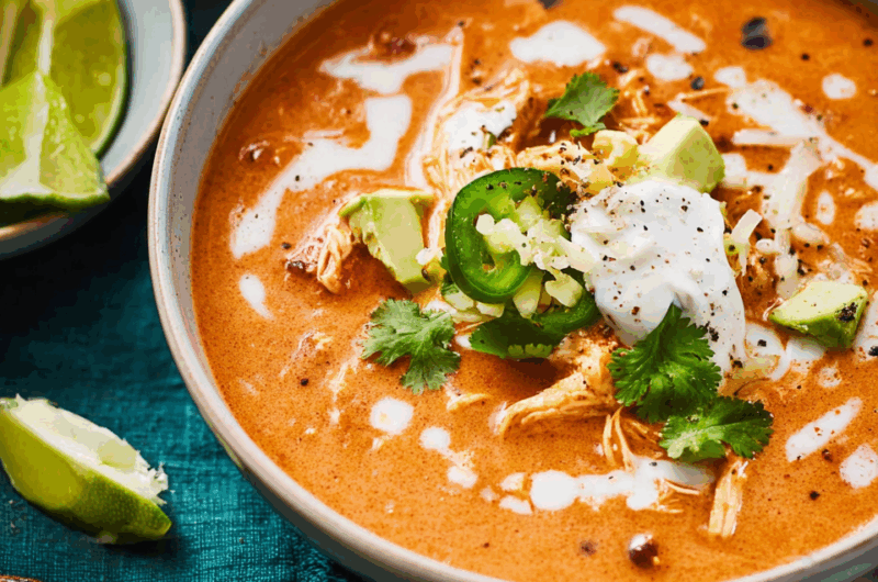Velvety Chicken Enchilada Soup with a Touch of Spice