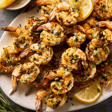 Zesty Lemon-Caper Grilled Shrimp Skewers