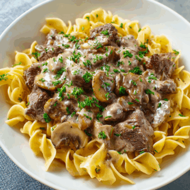 Rich and Creamy Classic Beef Stroganoff with Crème Fraîche