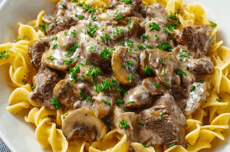 Rich and Creamy Classic Beef Stroganoff with Crème Fraîche