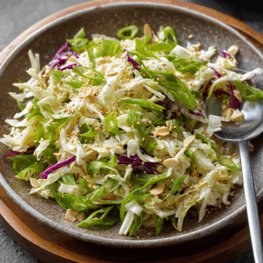 Crunchy Sesame Almond Cabbage Slaw with Ramen Noodles