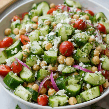 Mediterranean Cucumber Salad with Herbs, Feta & Chickpeas