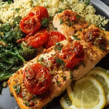 Zesty Lemon-Pepper Salmon with Fresh Tomatoes and Couscous