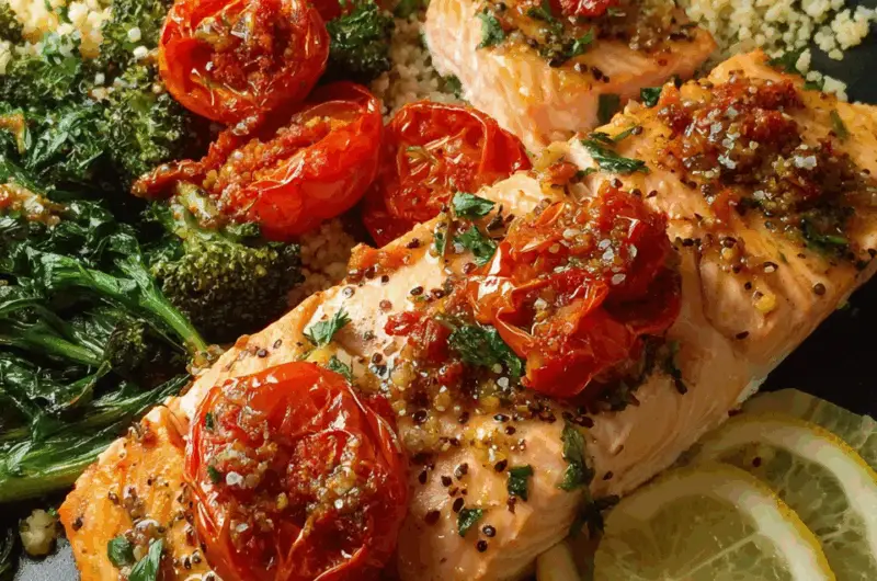 Zesty Lemon-Pepper Salmon with Fresh Tomatoes and Couscous