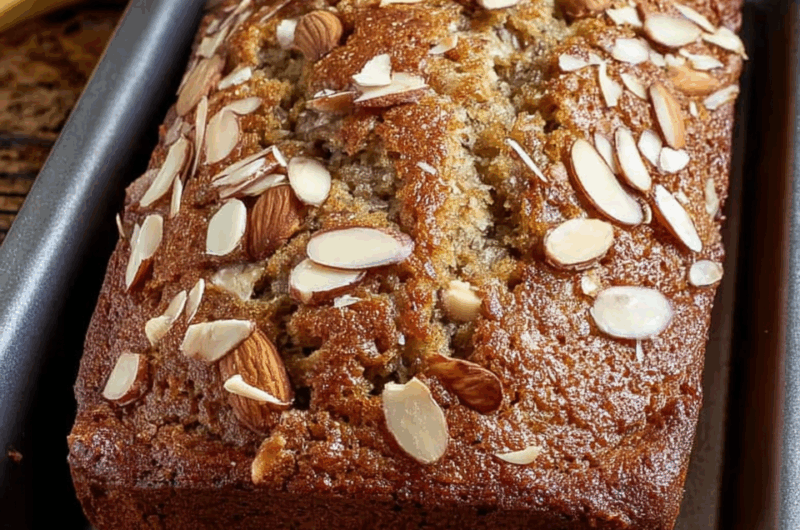 Soft & Moist Almond Banana Bread with a Nutty Twist