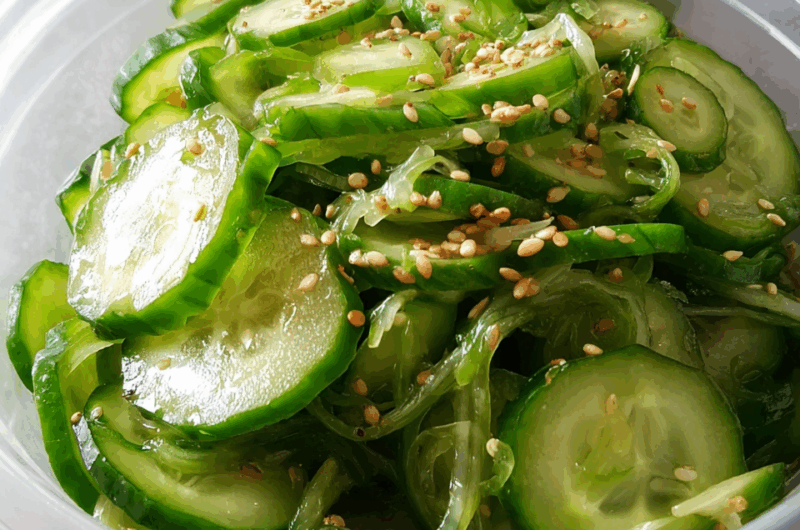 Sweet and Tangy Japanese Sunomono Salad with Toasted Sesame