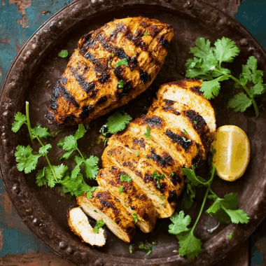 Grilled Chicken Breasts in a Moroccan Yogurt-Garlic Marinade