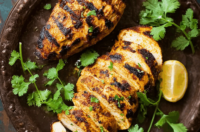 Grilled Chicken Breasts in a Moroccan Yogurt-Garlic Marinade