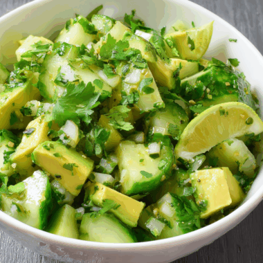 Creamy Cucumber & Avocado Salad with Cilantro and Lime