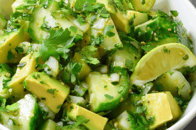 Creamy Cucumber & Avocado Salad with Cilantro and Lime