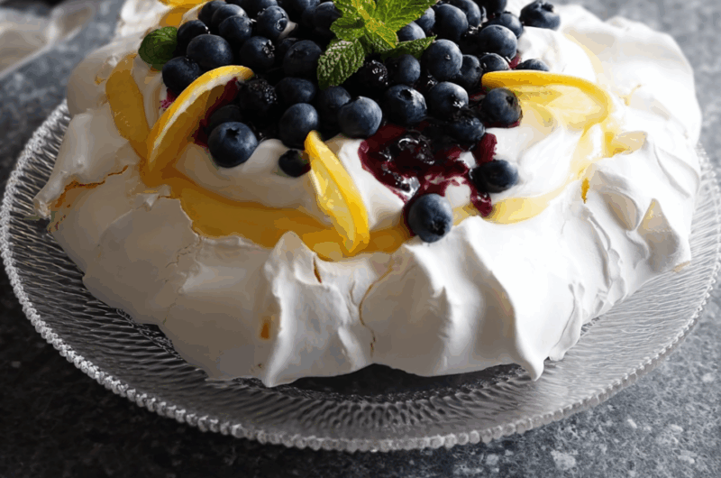 Whipped Lemon-Blueberry Cloud Pavlova