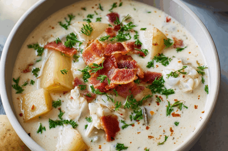 Creamy Bacon-Infused New England Clam Chowder