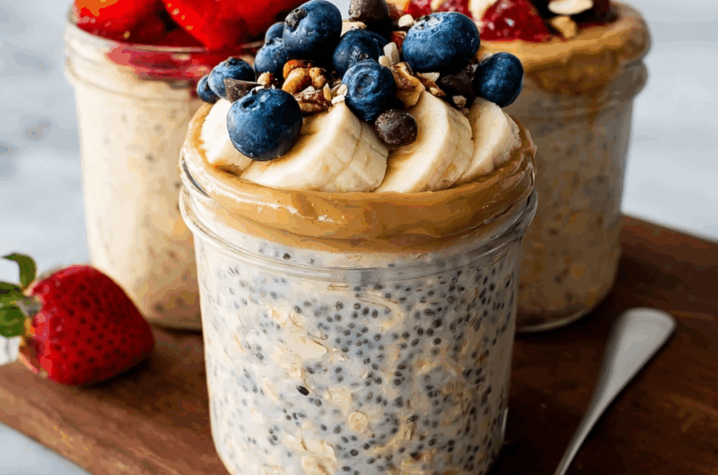 Creamy Chocolate Banana Bread-Inspired Overnight Oats