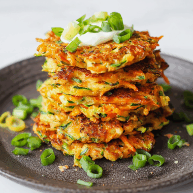 Crispy Zucchini & Sweet Potato Fritters with Fresh Herbs