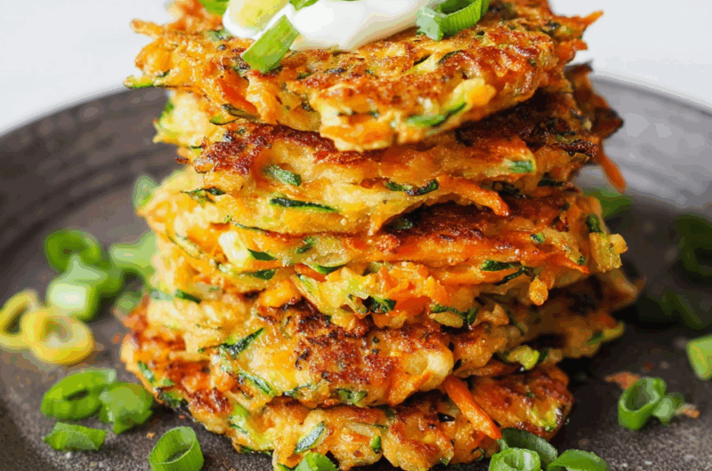 Crispy Zucchini & Sweet Potato Fritters with Fresh Herbs