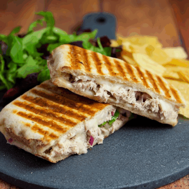 Golden Grilled Tuna & Cheese Panini with Red Onion Mayo