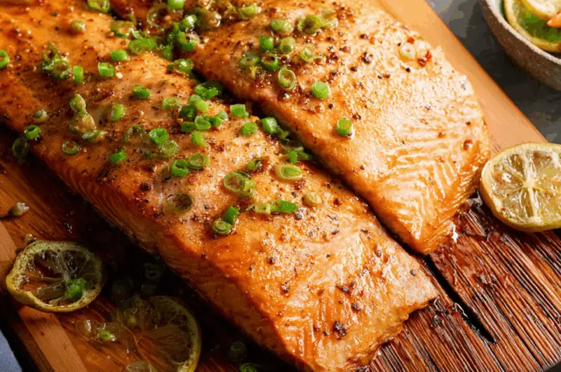 Smoky Grilled Cedar Planked Salmon With Asian Marinade