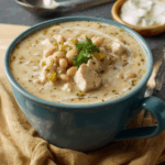 Savory Creamy White Chicken Chili with Green Chiles and Tender Chicken