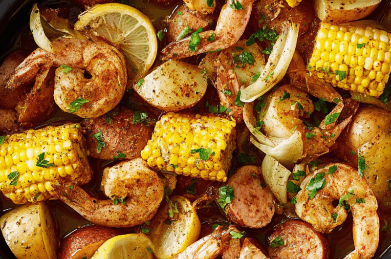 Cajun-Style Slow Cooker Shrimp Boil with Andouille and Corn