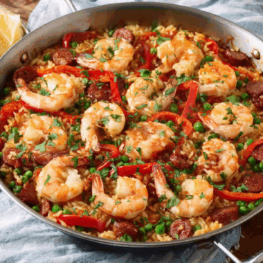 Spanish Saffron Shrimp & Chorizo Paella Delight