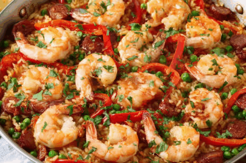 Spanish Saffron Shrimp & Chorizo Paella Delight