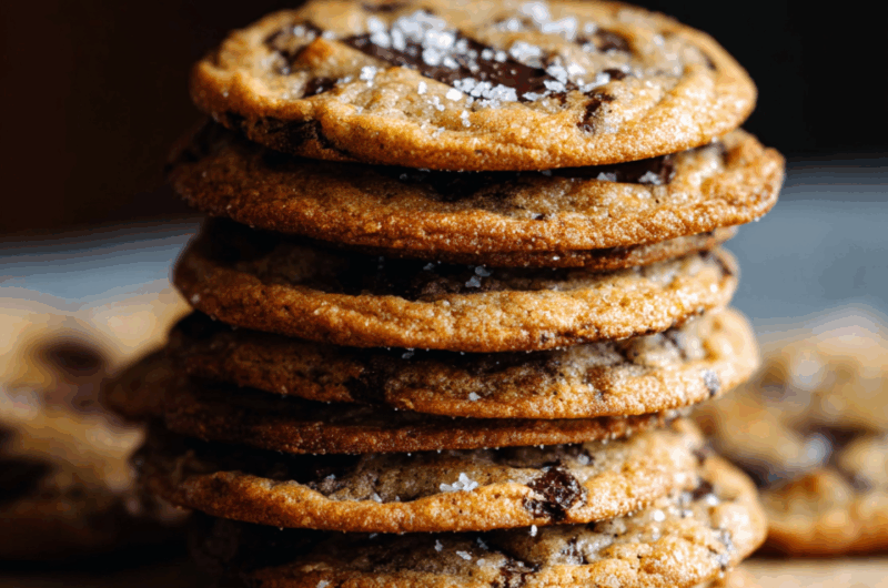 Ultra-Thin Crispy Chocolate Chip Cookies with Dark Chocolate and Sea Salt