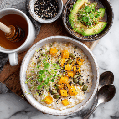 Creamy Whole Oat Porridge with Roasted Butternut & Fresh Ginger