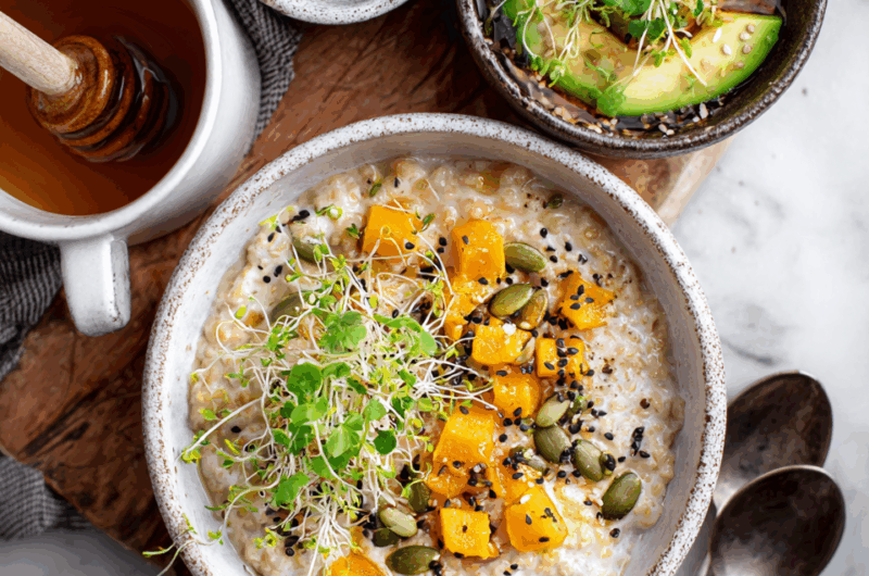Creamy Whole Oat Porridge with Roasted Butternut & Fresh Ginger