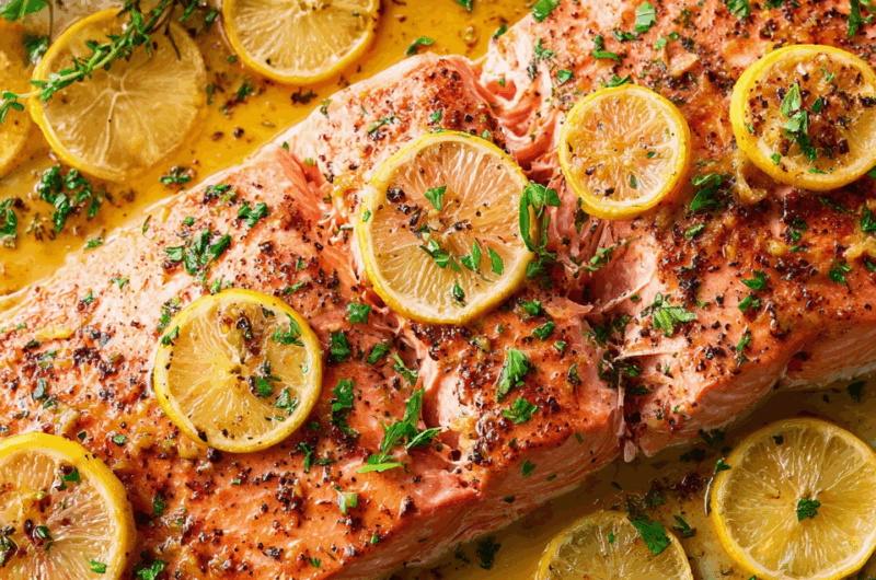Oven-Roasted Salmon with Garlic, Honey, and Lemon