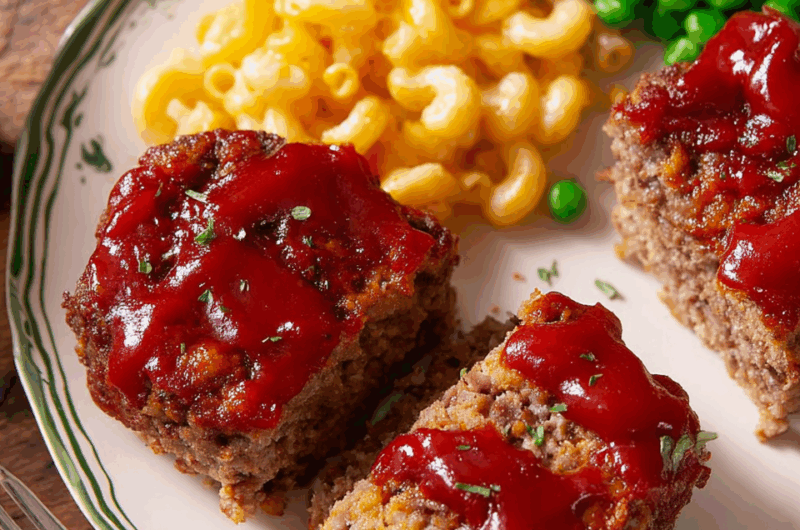Savory Mini Meatloaf Muffins with Sweet Ketchup Glaze