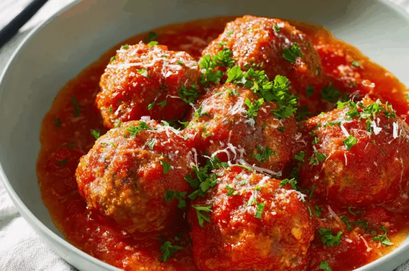 Savory Parmesan-Stuffed Italian Meatballs, Baked to Perfection