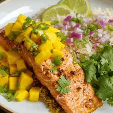 Spicy Curry Salmon with Sweet Mango Salsa