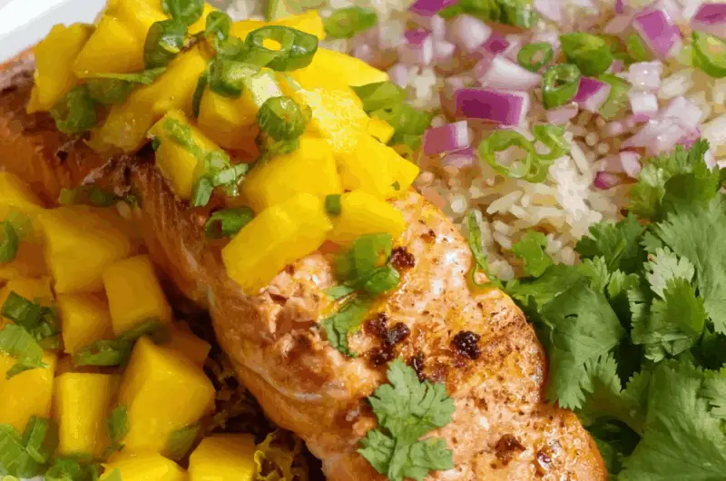 Spicy Curry Salmon with Sweet Mango Salsa