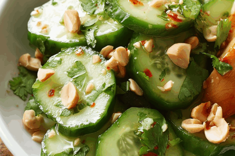 Crisp Thai Cucumber Salad with Sweet & Tangy Dressing