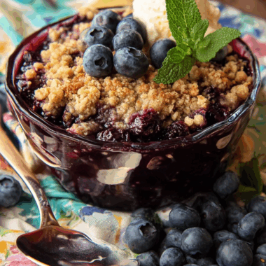 Warm Blueberry Crisp with Golden Oat Topping