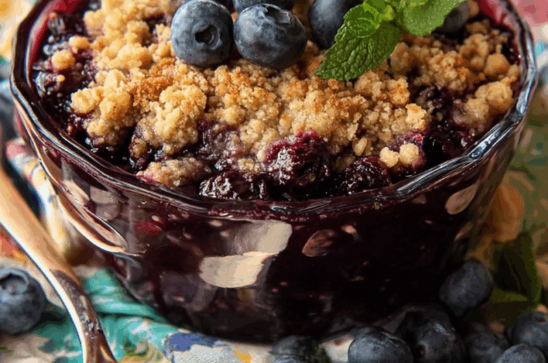 Warm Blueberry Crisp with Golden Oat Topping
