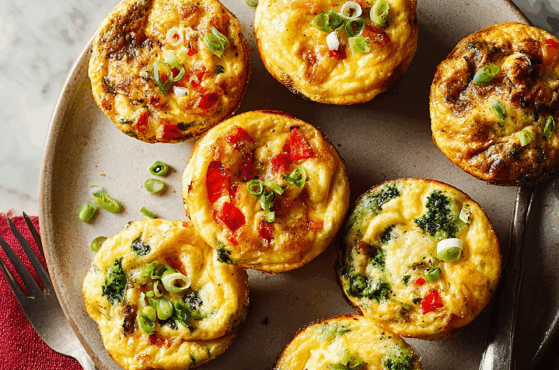 Fluffy Garden Veggie Egg Muffins with Herbs