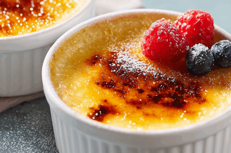 Classic French Crème Brûlée with Caramelized Sugar Top