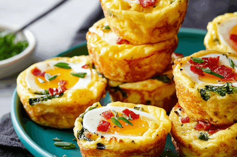 Mini Fluffy Egg Bites with Veggies and Cheese