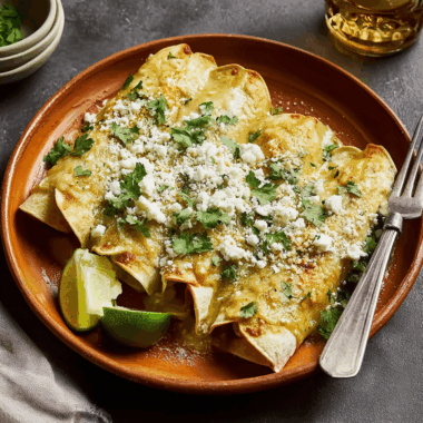 Traditional Mexican Enchiladas with Green Sauce