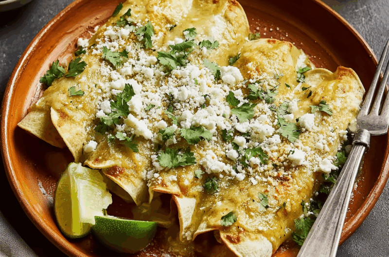 Traditional Mexican Enchiladas with Green Sauce