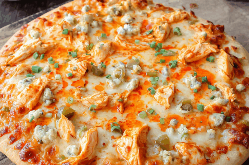 Cheesy Buffalo Bliss Pizza with Grilled Chicken & Three Cheeses