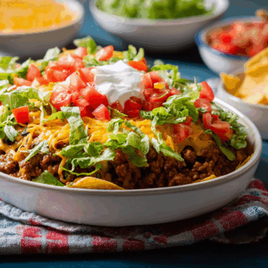 Cheesy Layered Taco Salad Bake