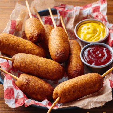Golden Fairground Corn Dogs on a Stick