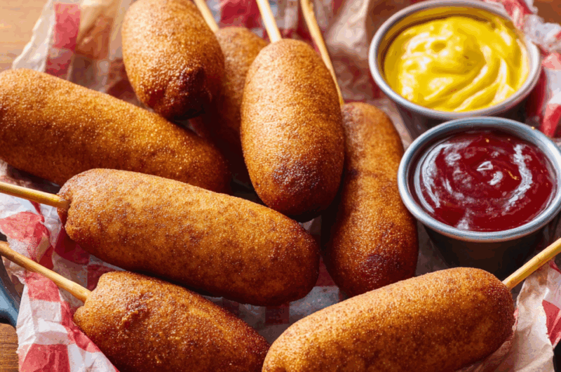 Golden Fairground Corn Dogs on a Stick