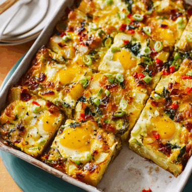 Sunrise Casserole with Roasted Potatoes, Spinach & Cheddar Bliss