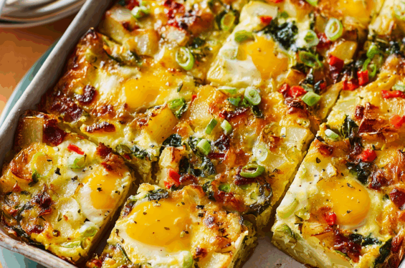 Sunrise Casserole with Roasted Potatoes, Spinach & Cheddar Bliss